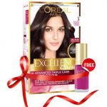 L’Oreal Paris Excellence 3 Dark C Brown + FREE Color Riche Nail Color