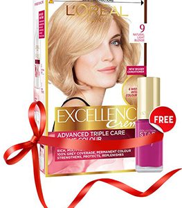 L’Oreal Paris Excellence 9 Very L Blonde + FREE Color Riche Nail Color